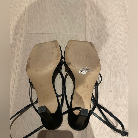 Zara heeled leather square toe sandals- size 37 - Picture 11 of 14